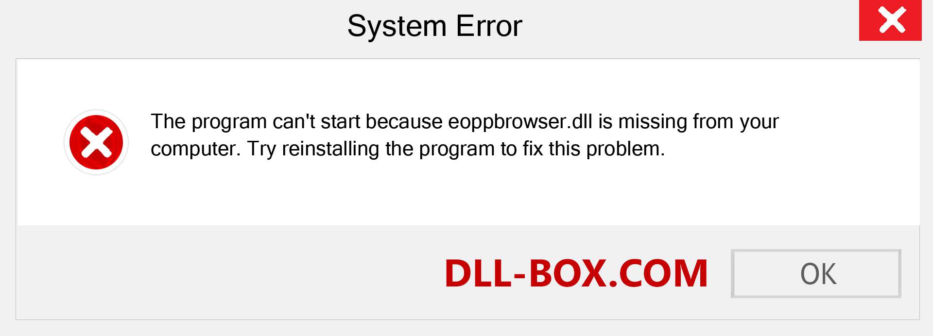  eoppbrowser.dll file is missing?. Download for Windows 7, 8, 10 - Fix  eoppbrowser dll Missing Error on Windows, photos, images